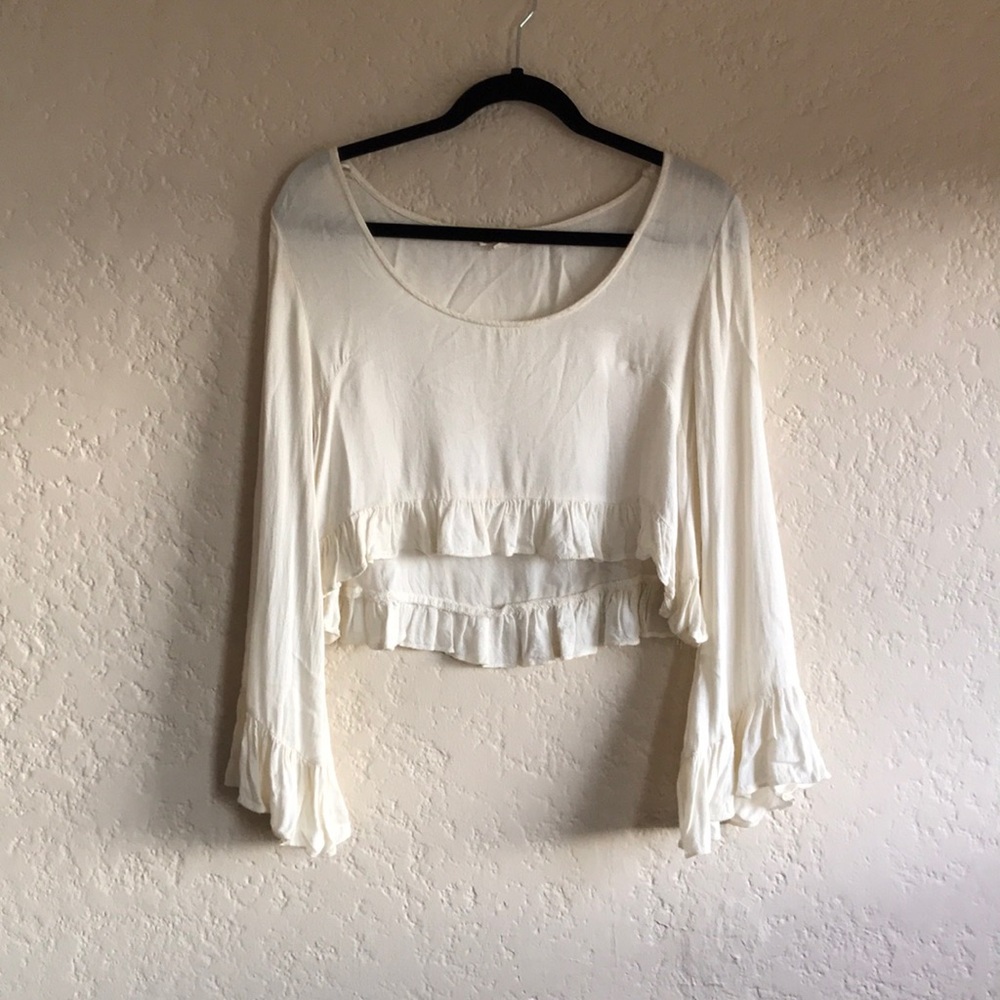 White Bell sleeve crop top